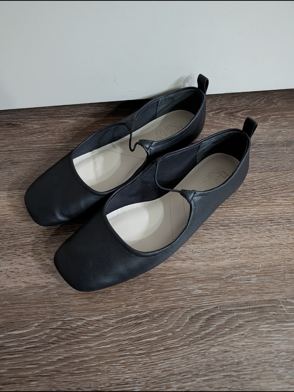 Franco Sarto Black Square-Toe Slip-On Flats